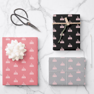 Cute Pink Grey Black Carnival Circus Wrapping Paper Sheet