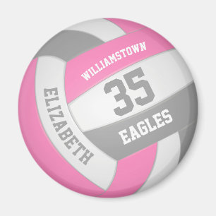 cute pink grey volleyball team name girls magnet