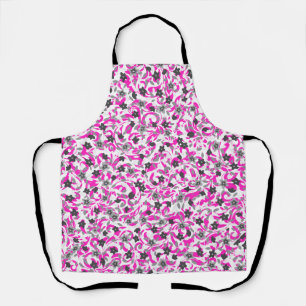 Cute pink grey white abstract flowers apron