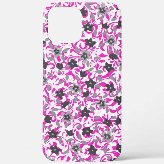 Cute pink grey white abstract flowers Case-Mate iPhone case (Back)