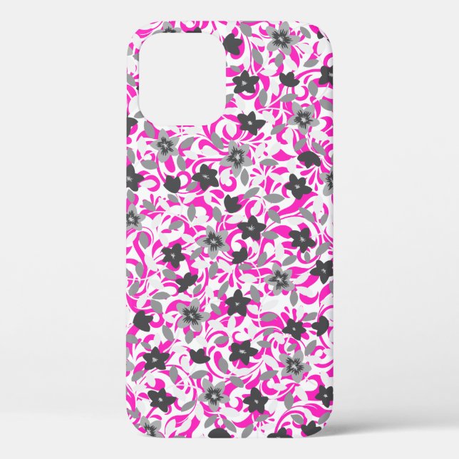 Cute pink grey white abstract flowers Case-Mate iPhone case (Back)