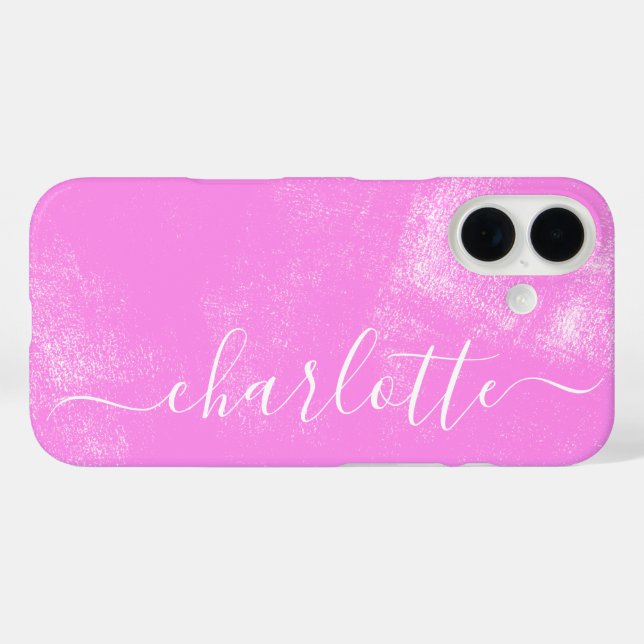 Cute Pink Grunge Aesthetic Personalised Name Case-Mate iPhone Case (Back (Horizontal))