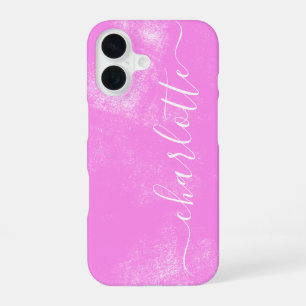 Cute Pink Grunge Aesthetic Personalised Name iPhone 16 Case