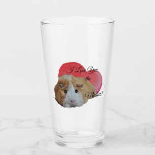 Cute Pink Guinea Pig Loves You the Mostest Glass
