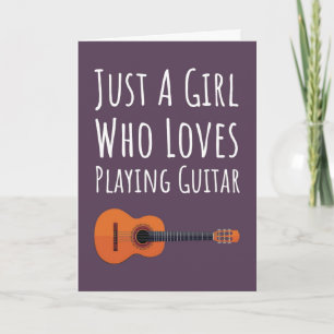Cute Pink Guitarist Cards For Baby Girl Kids Music
