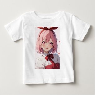Cute Pink-Haired Anime Girl Illustration Baby T-Shirt