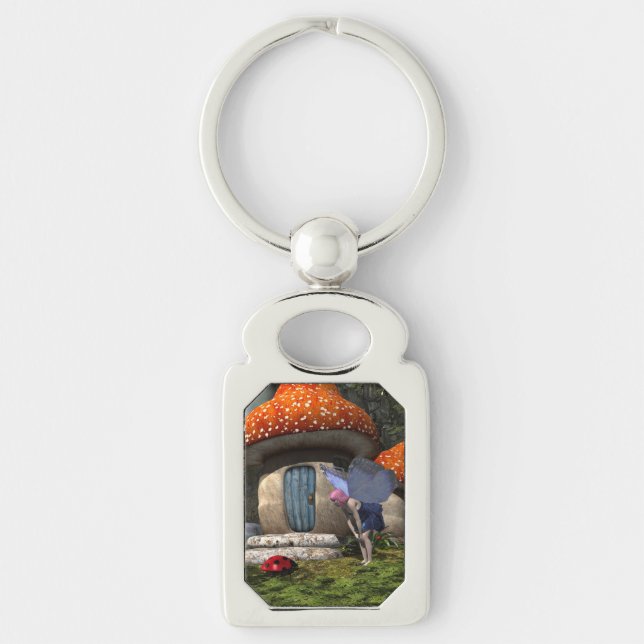 Cute Pink-Haired Fairy Meets Ladybug Key Ring (Front)