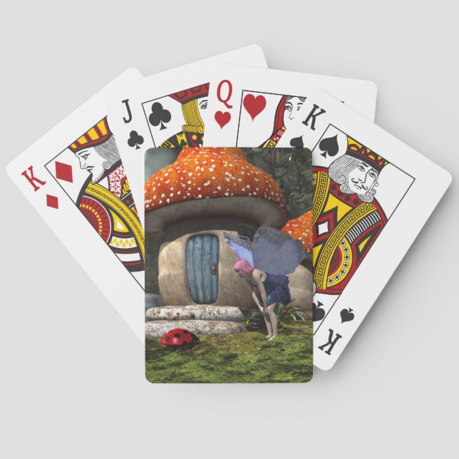 Cute Pink-Haired Fairy Meets Ladybug Playing Cards (Back)