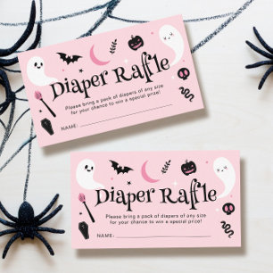 Cute Pink Halloween Baby Shower Diaper Raffle Enclosure Card