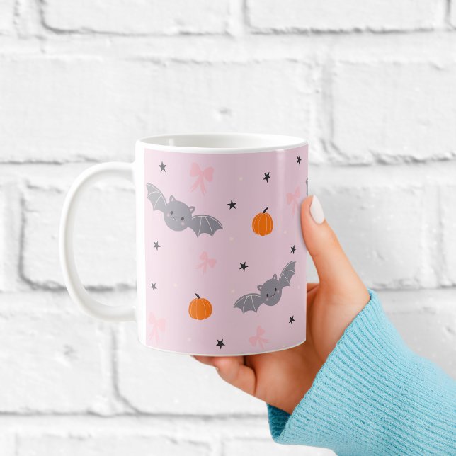 Cute Pink Halloween Bat Pattern Mug (Creator Uploaded)