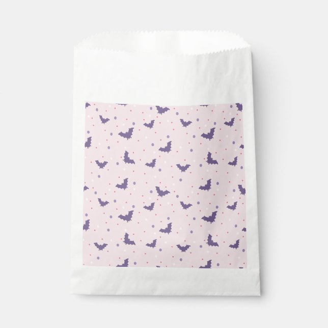 Cute Pink Halloween Bat Pattern with Polka Dots Favour Bag (Front)