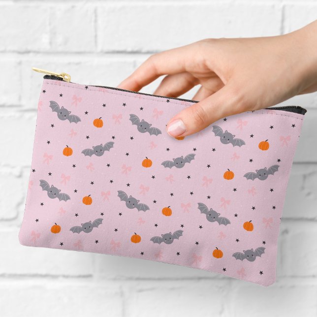 Cute Pink Halloween Bat Pattern Zipper Pouch (Creator Uploaded)