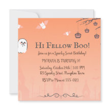 Cute Pink Halloween Birthday Party Invitation | Pa