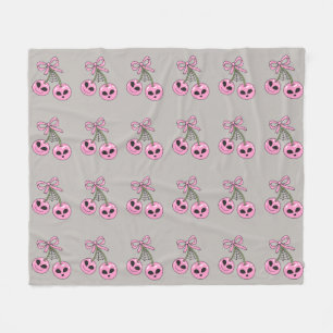  cute pink Halloween cherry illustration  Fleece Blanket