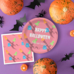 Cute pink Halloween customisable Paper Plate