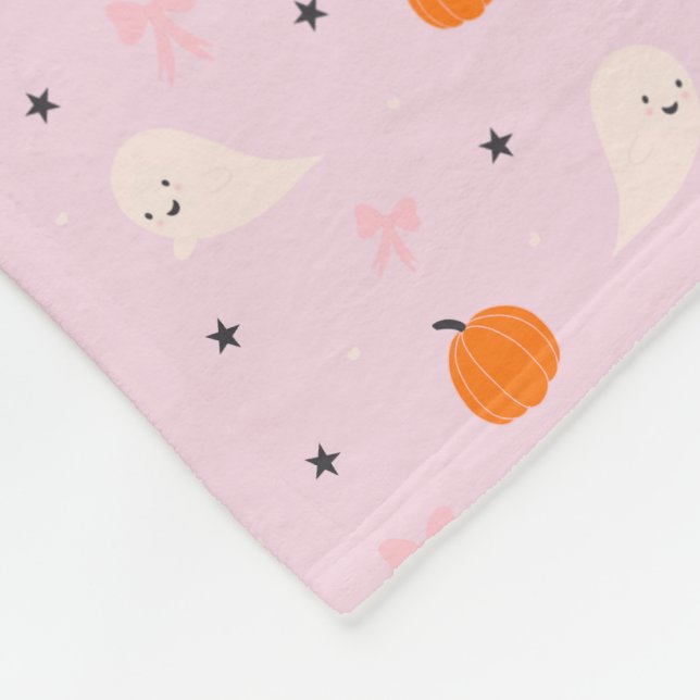 Cute Pink Halloween Ghost Pattern Blanket (Corner)