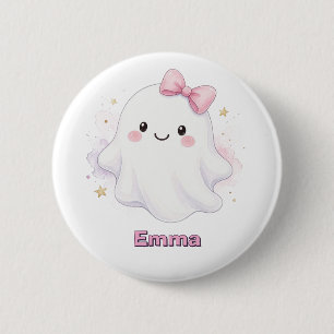 Cute Pink Halloween Ghost Trick or Treat 6 Cm Round Badge