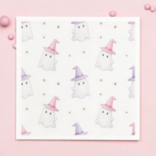 Cute Pink Halloween Ghost Trick or Treat Napkin