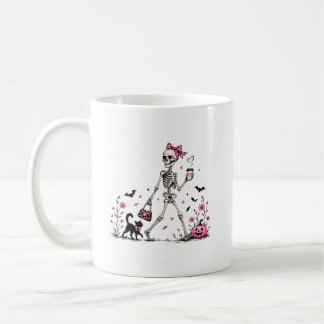 Cute Pink Halloween Skeleton Mug