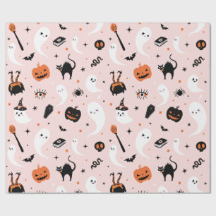 Cute Pink Halloween Wrapping Paper