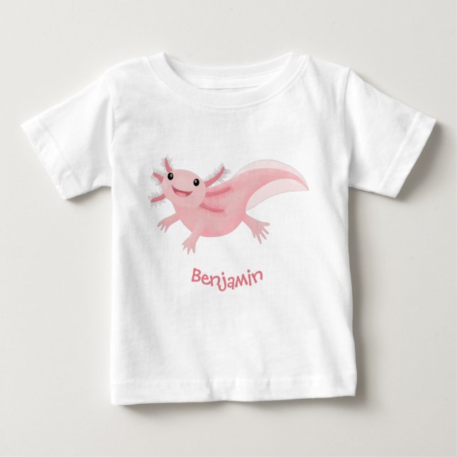 Cute pink happy axolotl baby T-Shirt (Front)