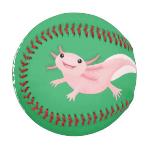 Cute pink happy axolotl baseball