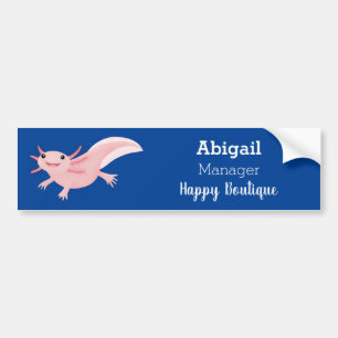 Cute pink happy axolotl bumper sticker