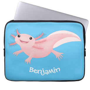 Cute pink happy axolotl laptop sleeve