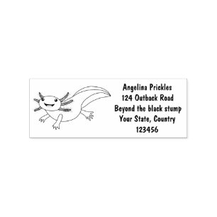 Cute pink happy axolotl rubber stamp