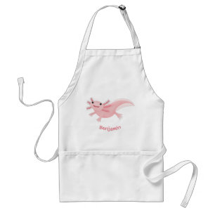 Cute pink happy axolotl standard apron