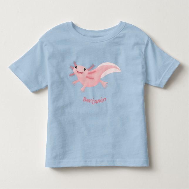 Cute pink happy axolotl toddler T-Shirt (Front)