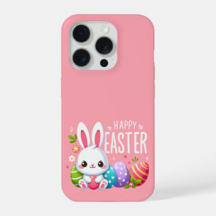 Cute, pink Happy Easter bunny iPhone 15 Pro Case