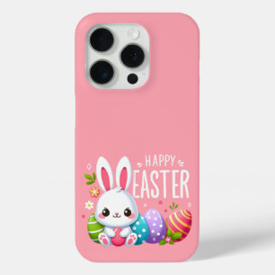 Cute, pink Happy Easter bunny Mug iPhone 15 Pro Case