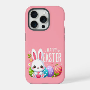 Cute, pink Happy Easter bunny Mug iPhone 15 Pro Case