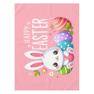 Cute, pink Happy Easter bunny Mug Tablecloth