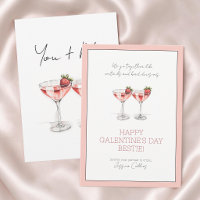 Cute Pink Happy Galentine's Day Bestie Cocktails