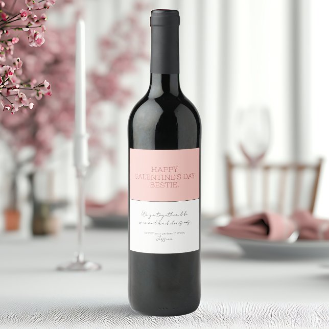 Cute Pink Happy Galentine's Day Partner In Crime Wine Label (Cute Pink Happy Galentine's Day Partner In Crime Wine Label
)