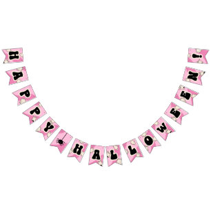 Cute Pink Happy Halloween Party Bunting