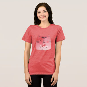 Cute Pink Heart Cat Tri-Blend Shirt