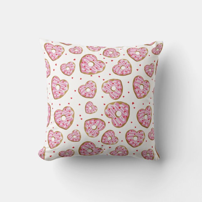 Cute Pink Heart Cookies Cushion (Front)