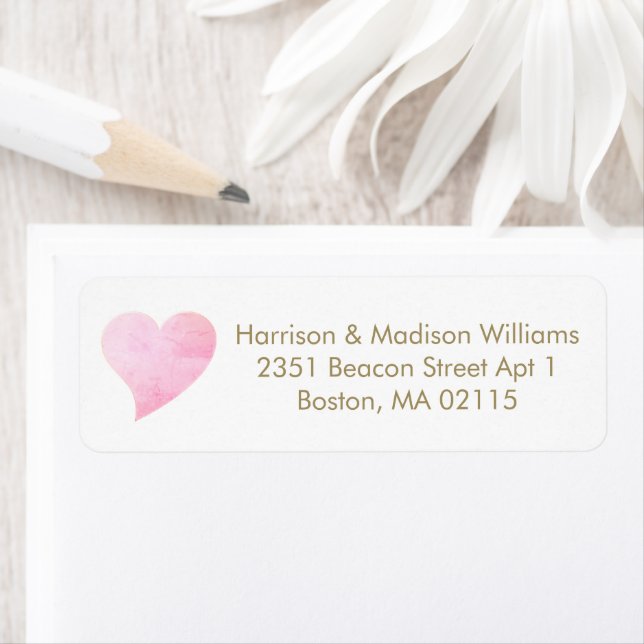 Cute pink heart custom Return Address  Label (Insitu)