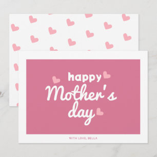 Cute Pink Heart Happy Mother's Day Greeting Card