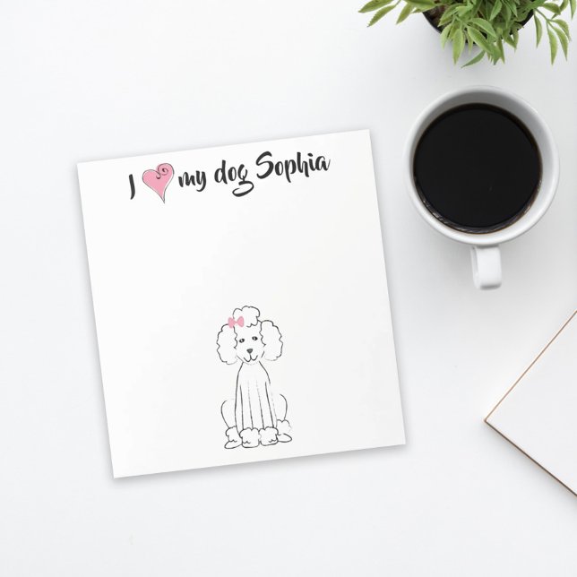 Cute Pink Heart I Love my Dog Custom Whimsical Notepad (Creator Uploaded)