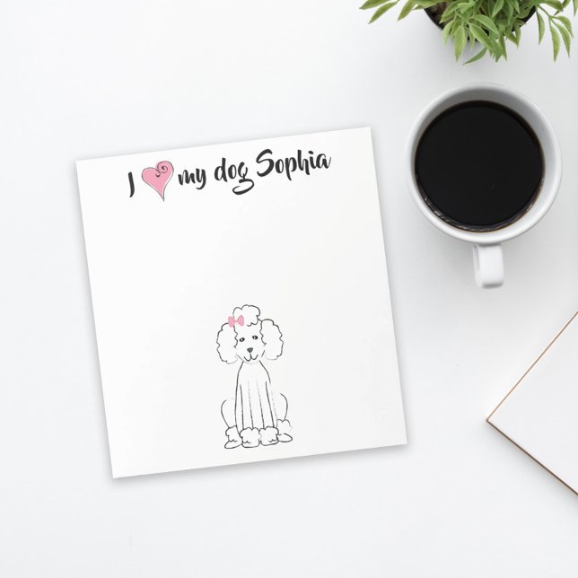 Cute Pink Heart I Love my Dog Custom Whimsical Notepad (Creator Uploaded)