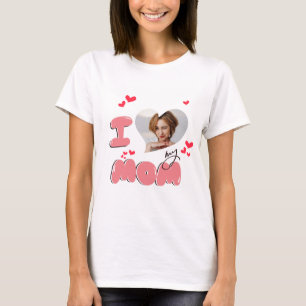 Cute Pink Heart I love my MOM Photo T-Shirt