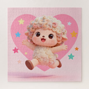 Cute Pink Heart Lamb Puzzle