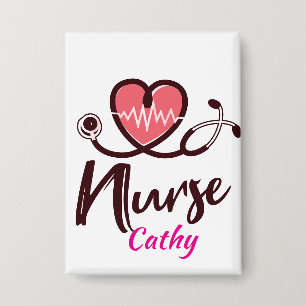 Cute  Pink Heart lifeline Nurse Personalise