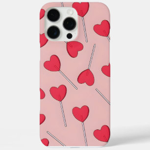 Cute Pink Heart Lollipops Seamless Pattern iPhone 16 Pro Max Case