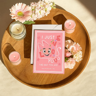 Cute Pink Heart Love Bunny Valentine’s Day Card