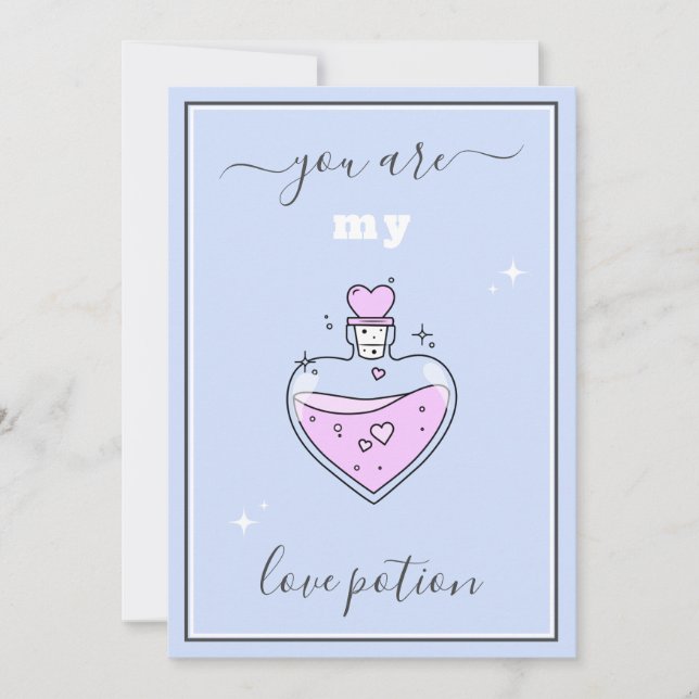 Cute Pink Heart Love Potion Valentine's Day Girly  Holiday Card (Front)